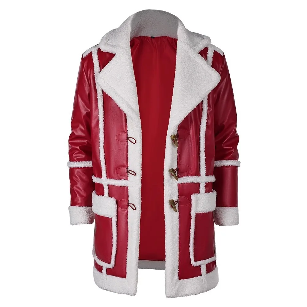 

Red One Motorcycle Leather Jacket Cosplay Costume Movie Character Halloween Masquerade Performance Clothing for Women and Men