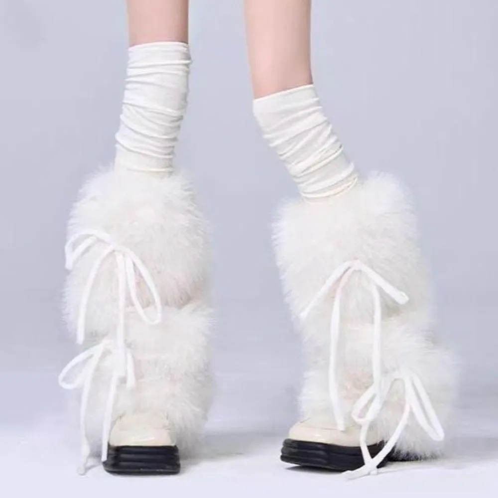 

Fashion Faux Fur Furry Leg Warmers Japanese Style 25/40/50cm Lolita Boots Cover Y2K Soft Warm Knee Sleeve Spicy Girls