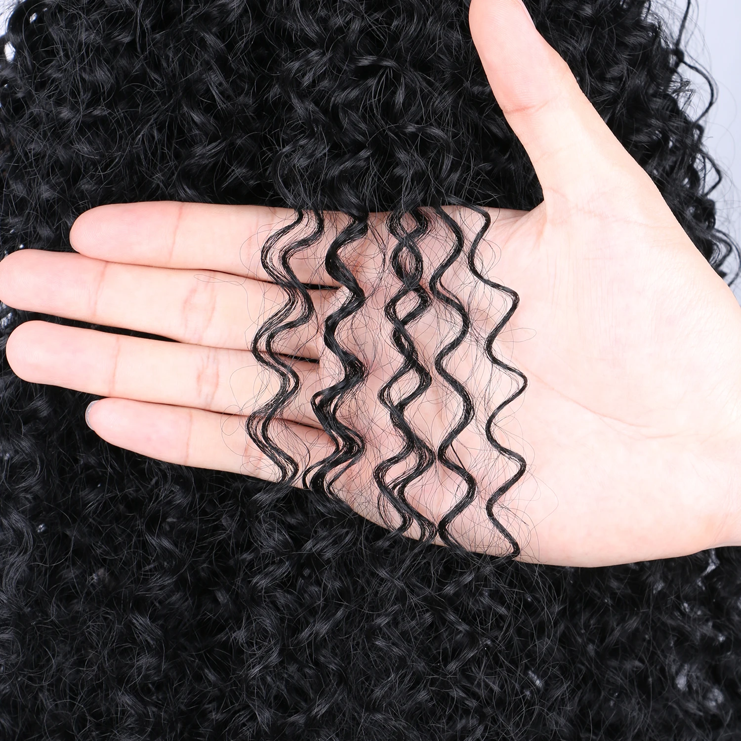 28inch Fake Synthetic Black Afro Kinky Curly Drawstring Ponytails Clip In Hair Extension  For Women High Puff Afro Hairpiece