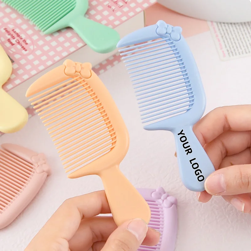 

【Logo Custom】50Pcs Customized Cute Mini Comb with Bow Tie Suitable for Hair Salon Packaging Tools and Customized Corporate Gifts
