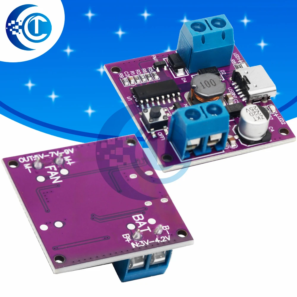 3‑Speed Adjustable DC Motor Driver Module 5V/7V/9V Output Built‑in Charging Function