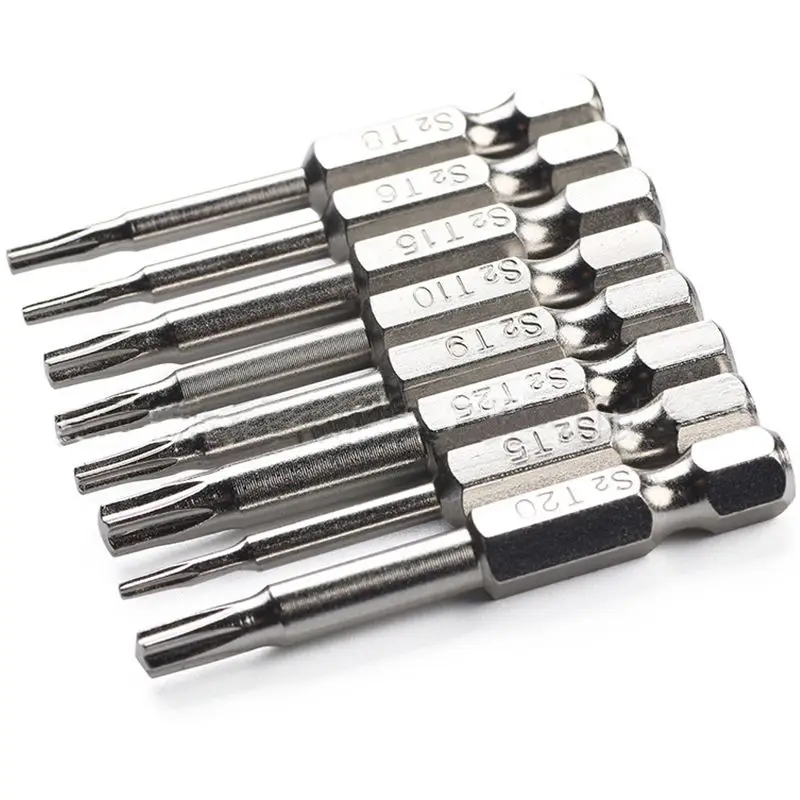 8 pz/set cacciavite a forma di Torx punte per cromatura T5 T6 T8 T9 T10 T15 T20 T25 S2 Kit di punte per cacciavite in acciaio legato parti di strumenti