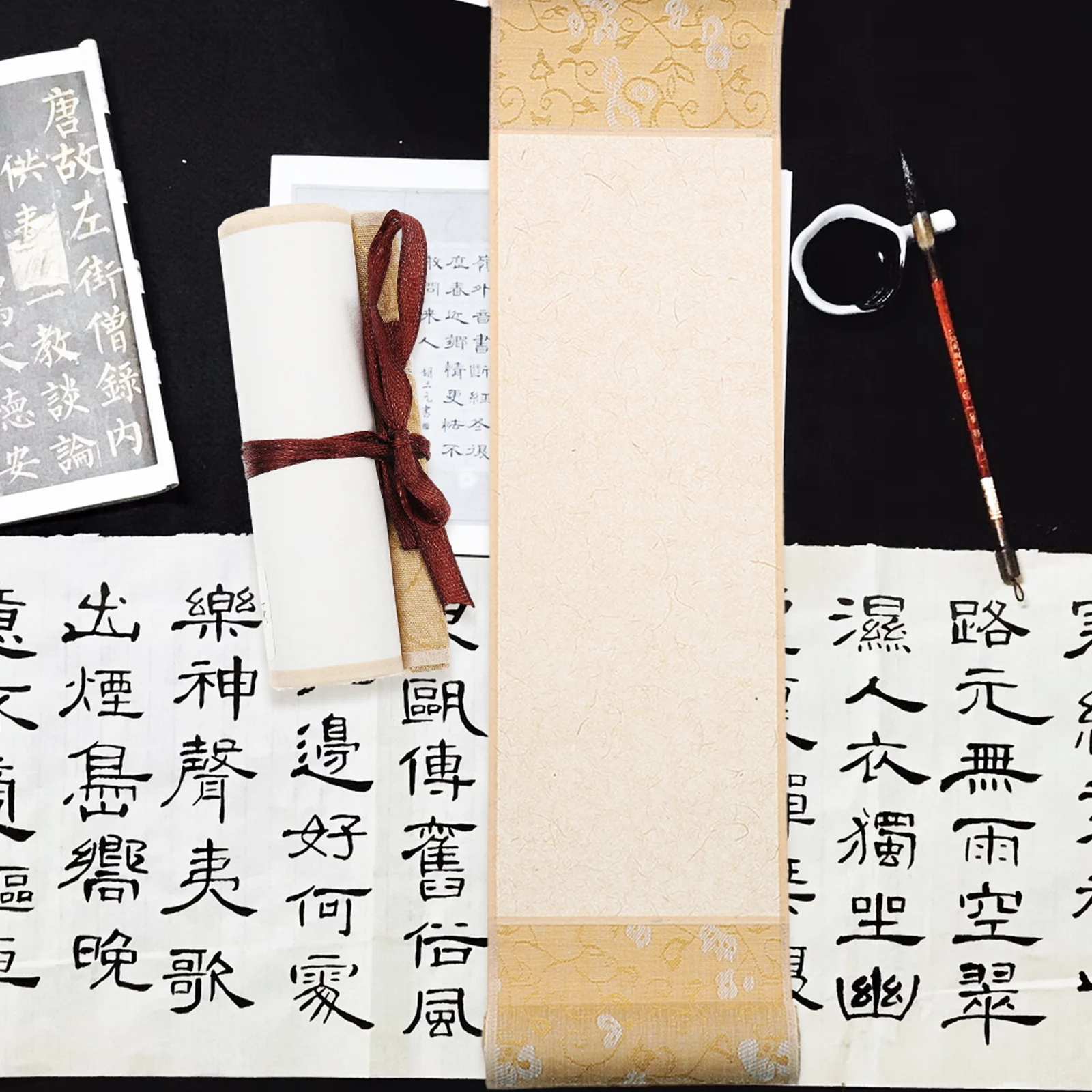 

1pc Blank Small Scroll Rice Paper Durable Calligraphy Watercolor Home Office Decor Plain Center Long Use Sketch Pad