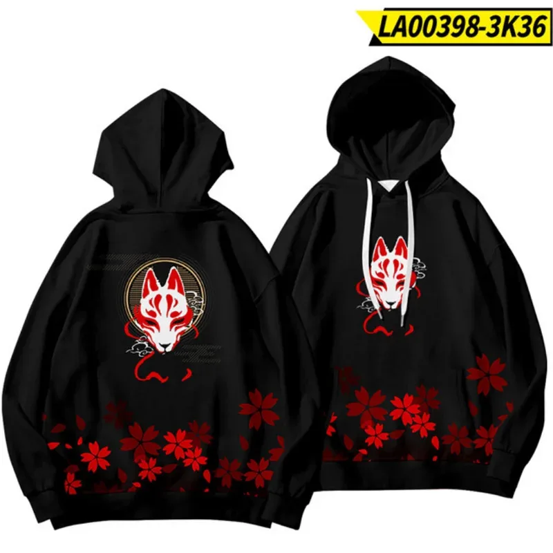 qq023Hannya Mask 3D Print Oversized Women/Men Hoodie Sweatshirt Japanese Streetwear Hip Hop Pullover Hooded Jacket Male Tracksui