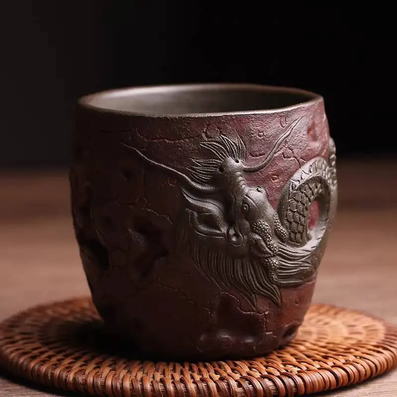 Yixing Original Purple Clay Master Dragon High-Quality Handmade Tasting Cup, Kung Fu Tea Set