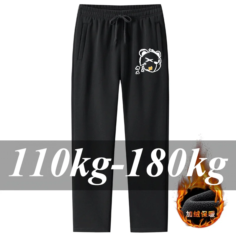 

Мужские брюки до щиколотки на флисовой подкладке, большие размеры, осенне-зимние спортивные штаны с завязками на талии, брюки 6XL 7XL, мужская одежда