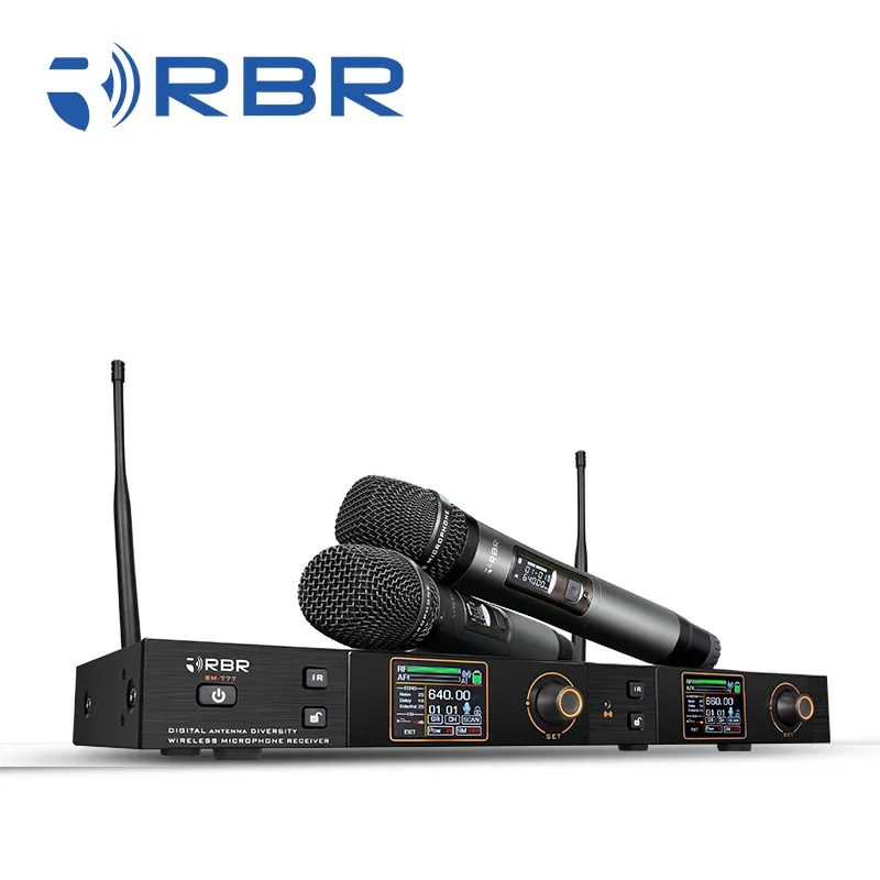 

Professional bm777 uhf digital karaoke wireless microphone system with auto mute handheld