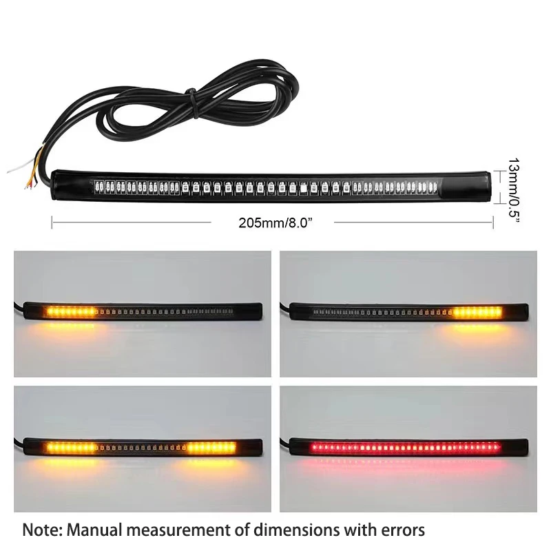 Universal LED Motorcycle Turn Signal Light Brake Lamp Bar Strip Off-road Moto License Plate Taillight LED Brake Light