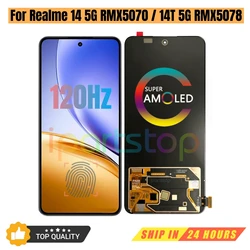 iParts Replacement New Display for Realme 14 5G RMX5070 14T RMX5078 120Hz AMOLED Touch Screen with Frame Assembly Black OEM