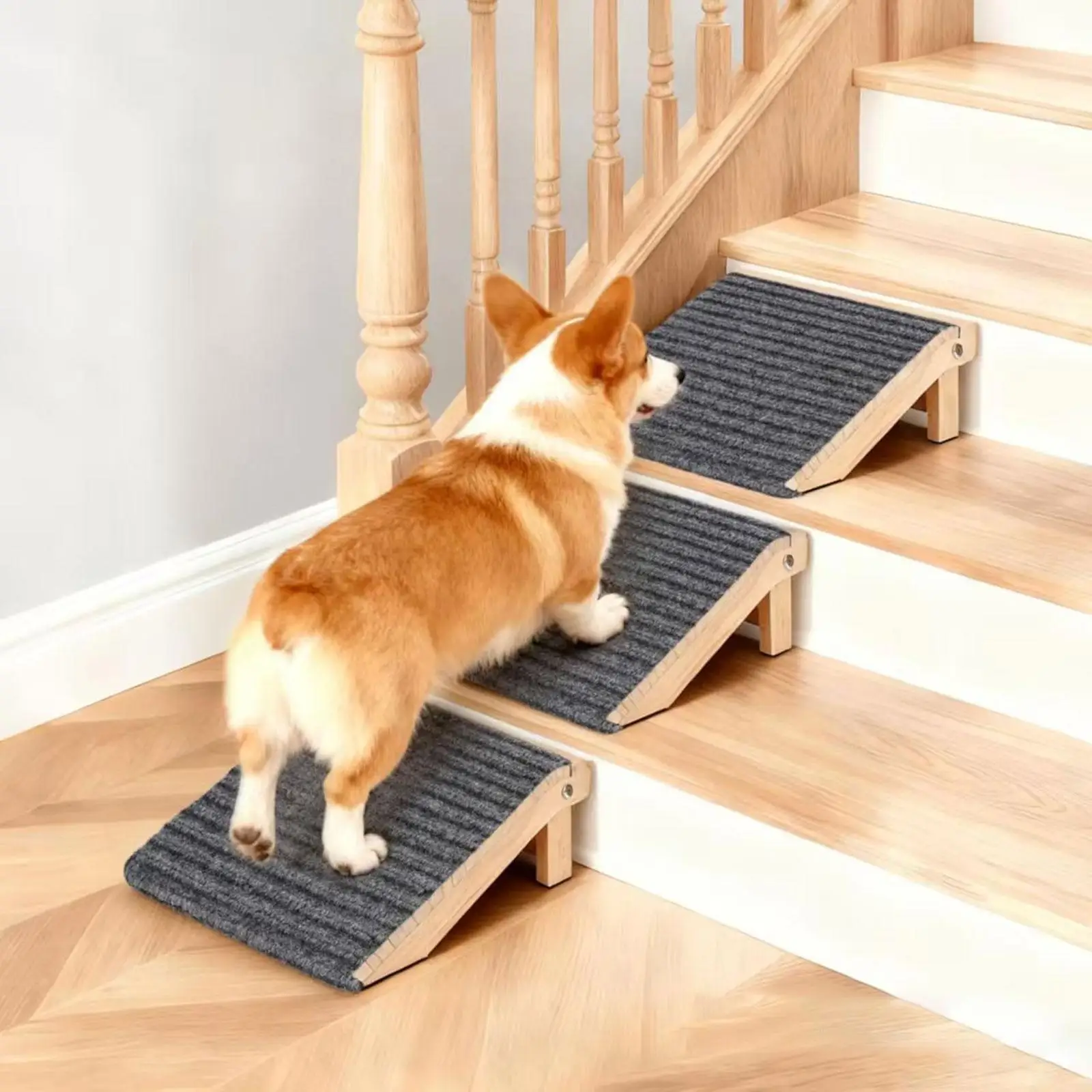 Dog Ramp Stairs Triangular Support Portable Pet Supplies Dog Stair Ramp Wood Pet Ramp Pet Ladder, for Sofa Car Bed Small Dogs