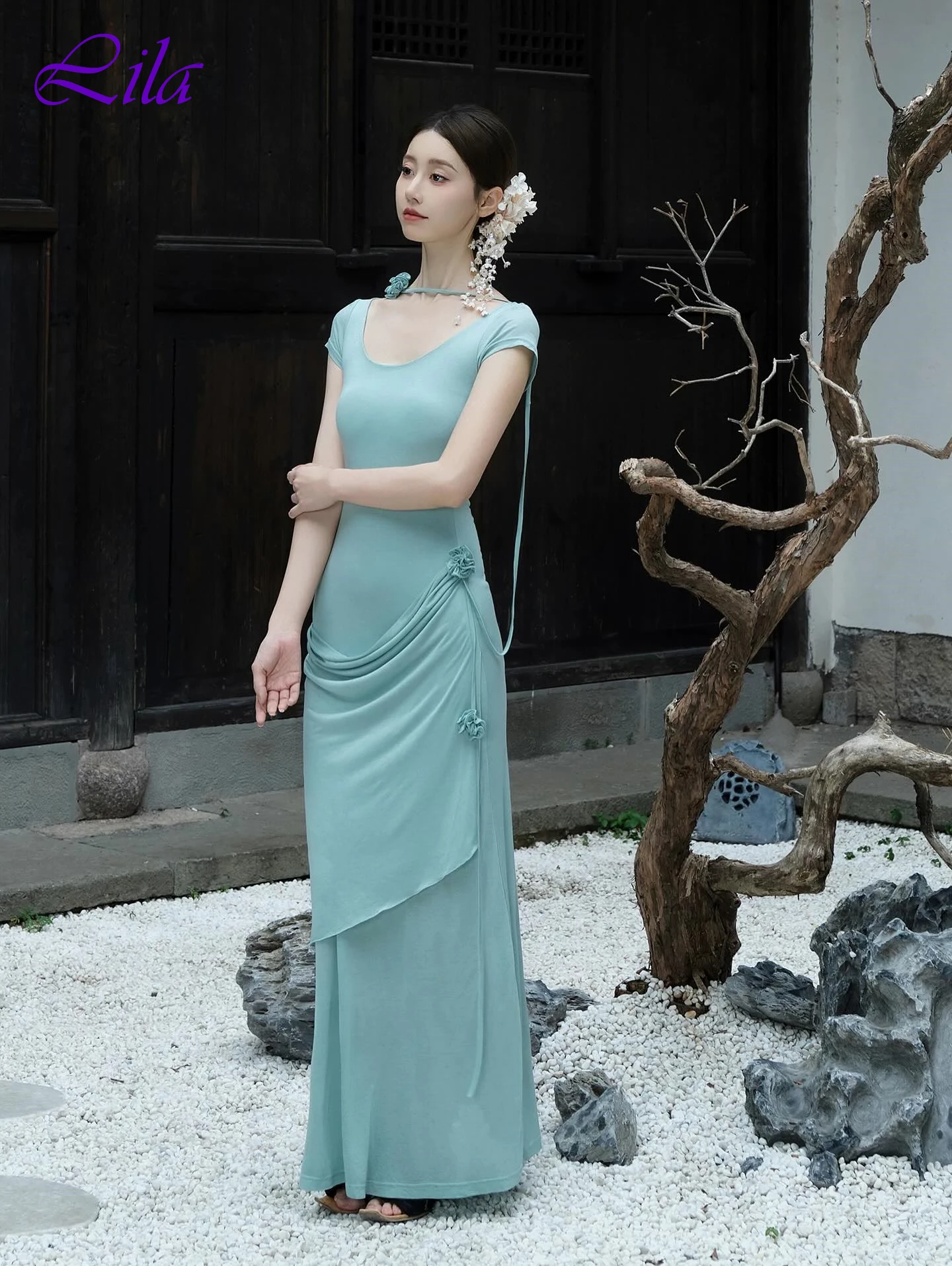 Abito da sera formale elegante con girocollo dritto personalizzato, maniche corte, abiti da celebrità di alta qualità, abito da festa alla moda