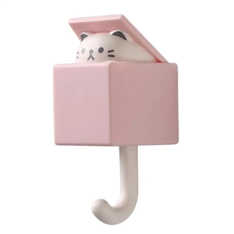 Unique Cute Cat Hook Seamless Dormitory Bedroom Door Hangers Hooks Key Umbrella Towel Cap Coat Rack Wall Decoration