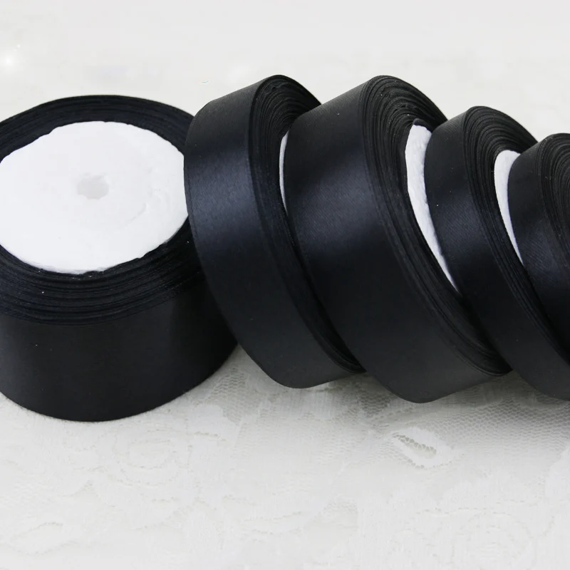 Black Single Face Satin Ribbon Wholesale Gift Wrapping Christmas Ribbons Handmade DIY Decorate Home