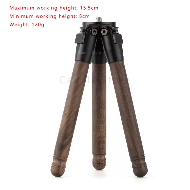 Photography Mini wooden Tripod Aluminum Alloy Desktop Stand Tripod with 1/4 inch Screw for DSLR ILDC Camera Camcorder Projector