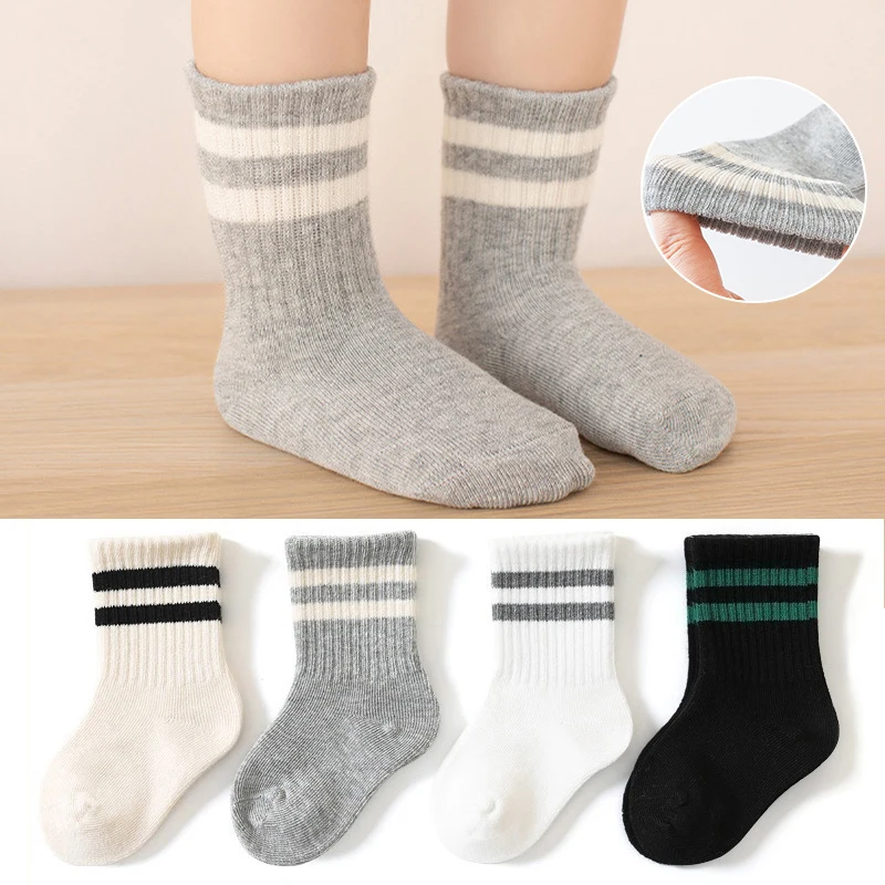 

Fashion Striped Children Socks Soft Breathable Toddler Cotton Sock 0-2Year Boys Girls Infant Middle Tube Socks Children Footwear