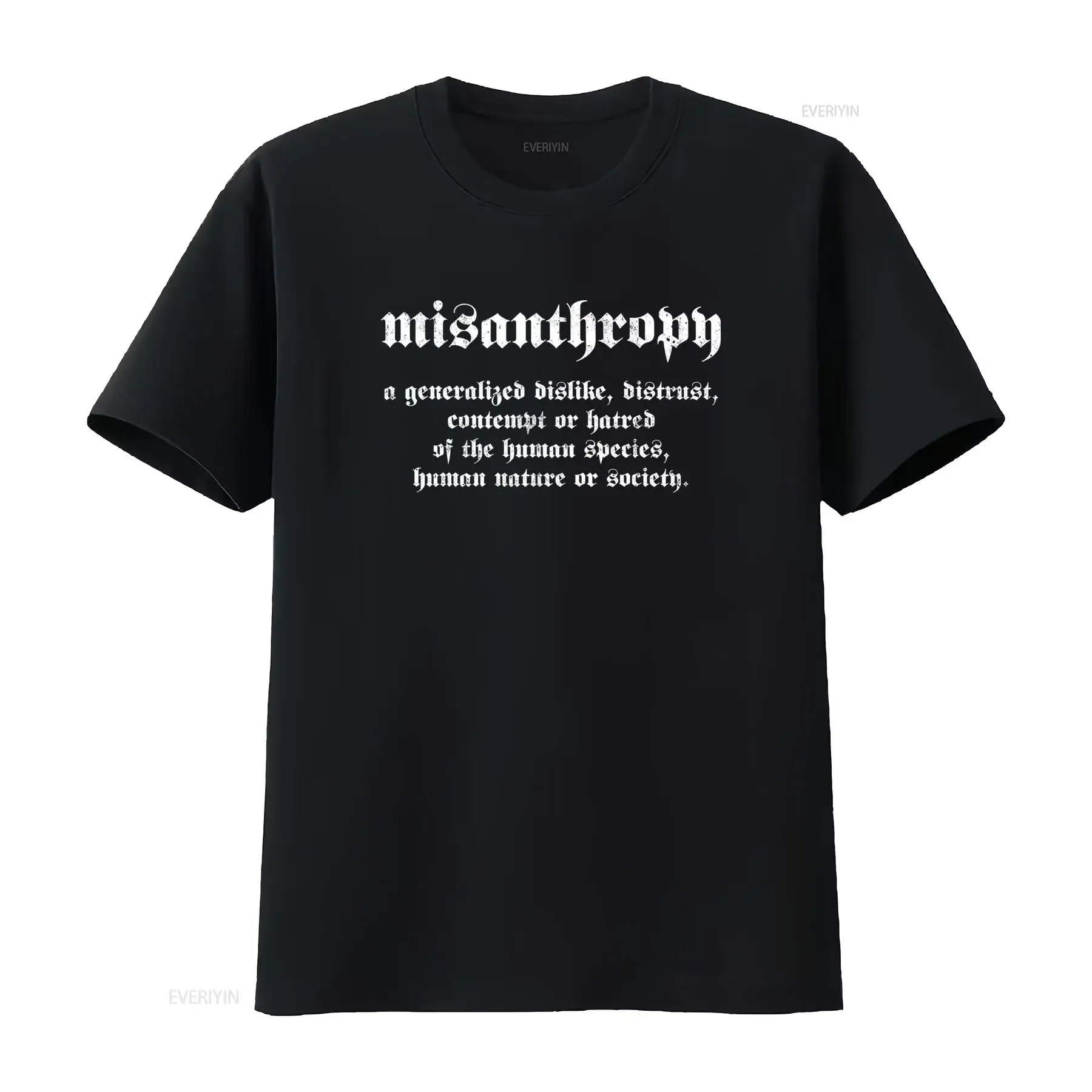 Herrarnas Gotiska Bokst?ver Misantropi Nihilism Filosofi T shirt Citat fr?n Friedrich Nietzsche och Arthur Schopenhauer Soft