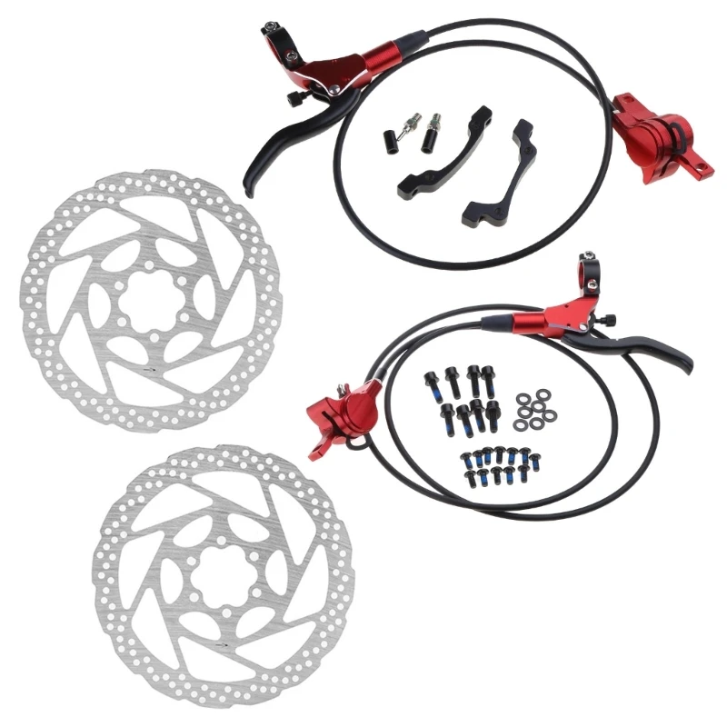 

MTB Hydraulic Disc Brakes, Aluminum Alloy Right Front Left Rear Disc Brake Levers, Fit for Mountain Bike PM is Adapter