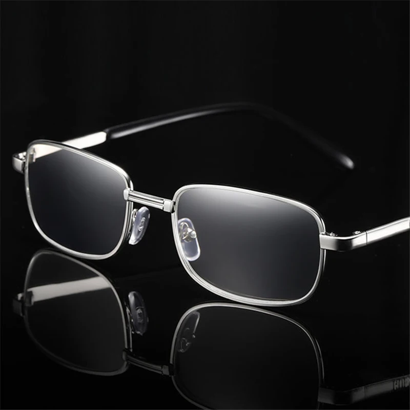 Reading Glasses Men Square Full Metal Frame Presbyopic Glasses Women Vintage Anti-Scratch Ultralight Eyewear Diopter 0 To +4.0