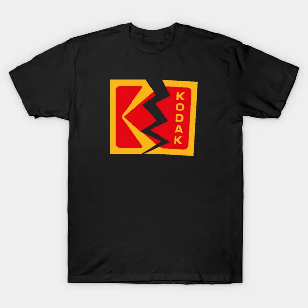 Kodak Cracked Logo 2026 New Split Unisex T Shirt Black Cotton Vintage Retro Y2K Short Sleeve Streetwear Casual Graphic Tee