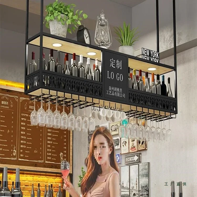 Bar counter hanger, upside-down wine glass rack, wrought iron hanging