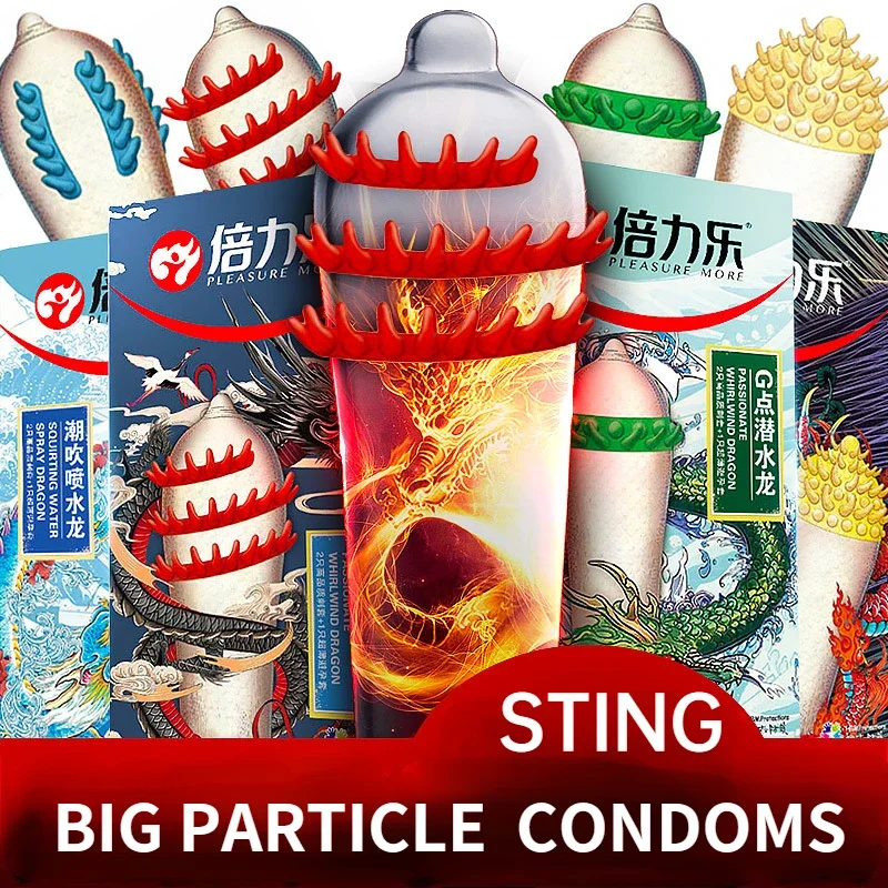 Beilile Pleasure More Dragon Series Big Particle Penis Cover G-spot Orgasm Convex Point Puncture Penis Case Wolf Tooth Cover