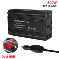 300W Power Inverter with 5.4A Dual USB 600W Peak Power DC 12V to AC 220V Car Inverter for Mobile Phone Laptop Tablet Charger