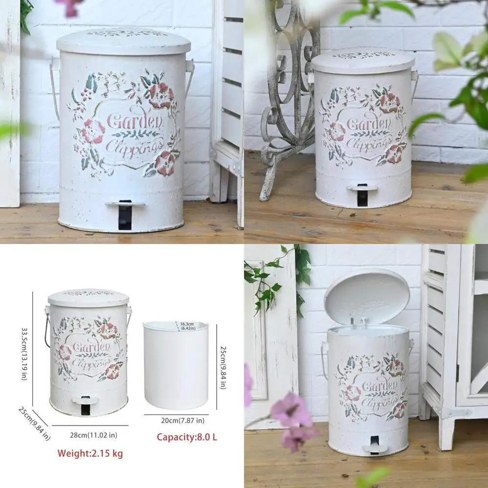 

Touchless Round Pedal Outdoor Trash Can for Dog Poop, Kitchen, Park, Garden - Small Size, Lidded, Suitable for American Househol