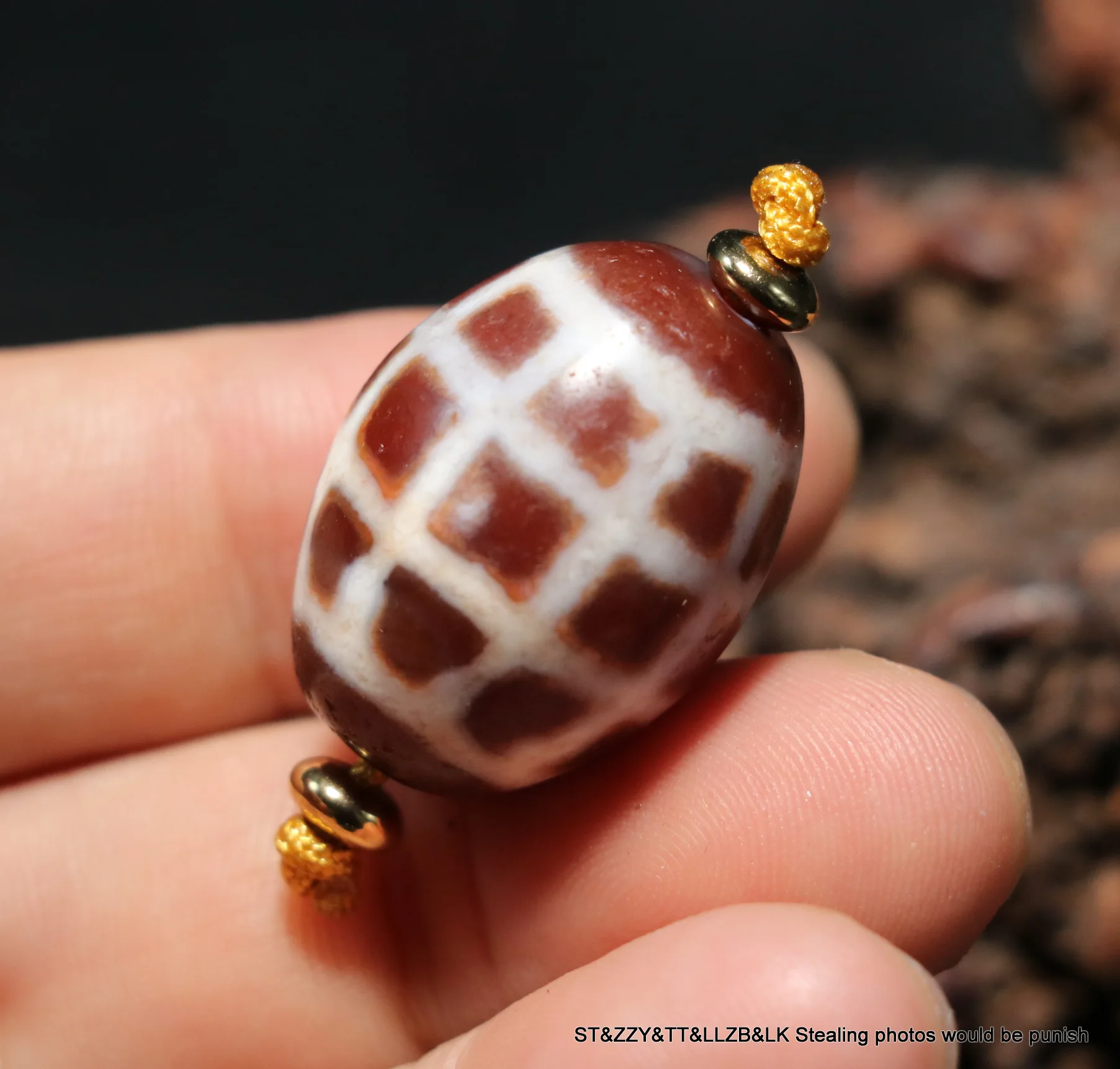 Ultra Energy Tibetan Old Red Agate Patina West Asia Style Cross Line Daluo dZi Bead Amulet 5A++ Timestown UPD210825A2