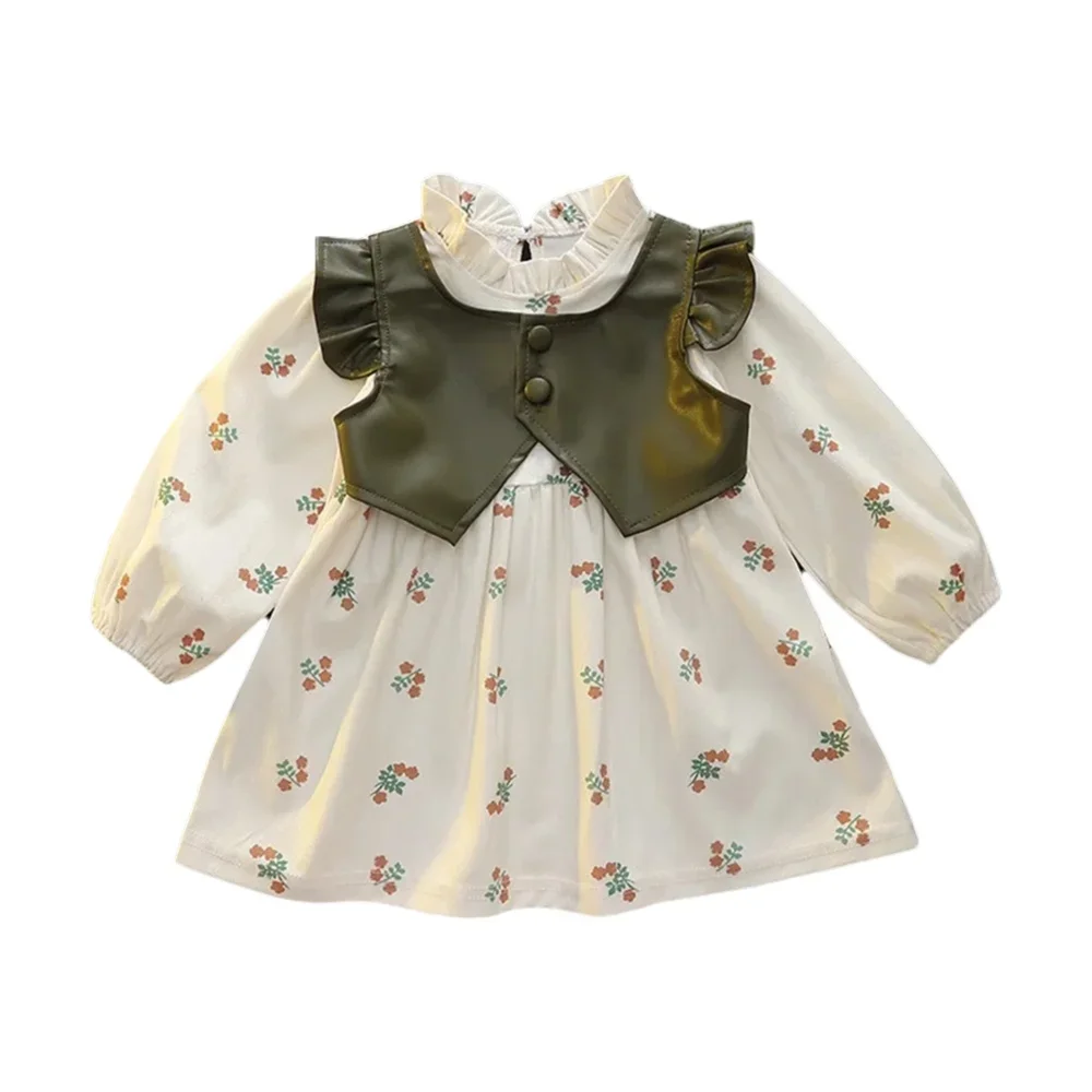 

Платье для девочек, детская весенняя одежда с длинными рукавами, модные платья с цветочным принтом для девочек, детский костюм, цельный
