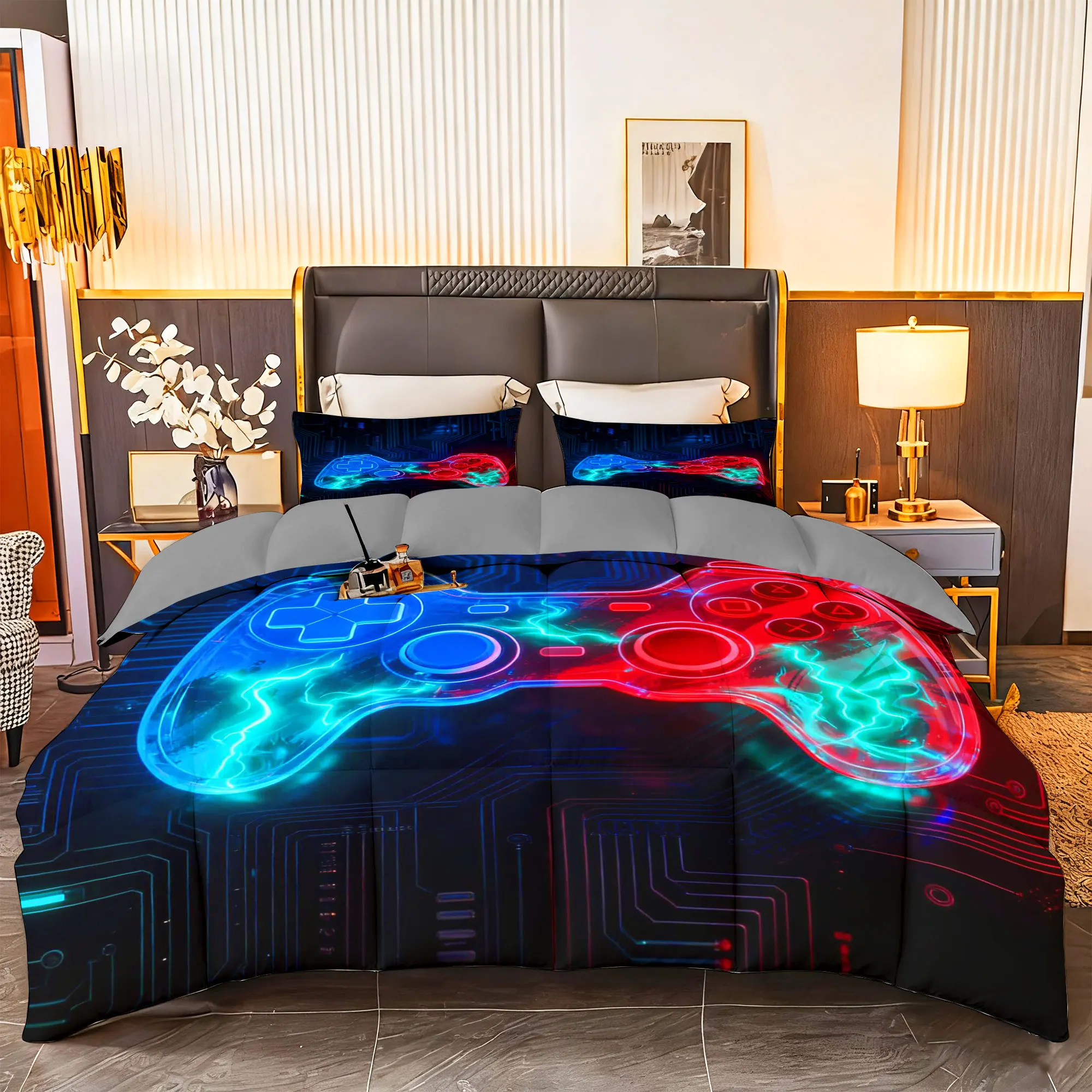 

3 шт., комплект постельного белья для игр, американ, 1 шт., одеяло + 2 наволочки, мягкие дышащие наволочки для домашнего декора (геймер 01)