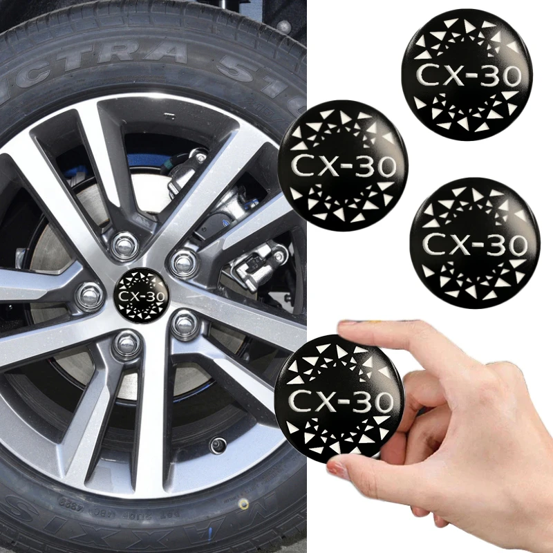 56/60/65mm Car Wheel Hub Center Stickers for Mazda CX-30 Logo AXELA Biante BT50 ATENZA CX-3 CX-4 CX-5 CX-7 CX-8 CX-9 CX-60 M3 M6