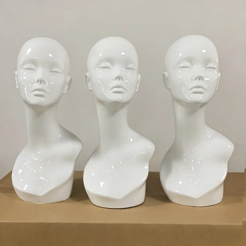 Plastic head mold dummy woman silk scarf sunglasses earrings head mold abstract head facial features wig hat scarf display stand