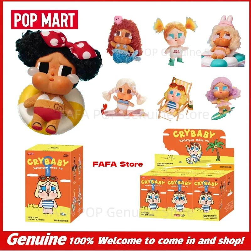 Genuine POPMART Crybaby Vacation Mode On Series Blind Box Vinyl Plush Pendant Lovely Crybaby Figure Collection Gift