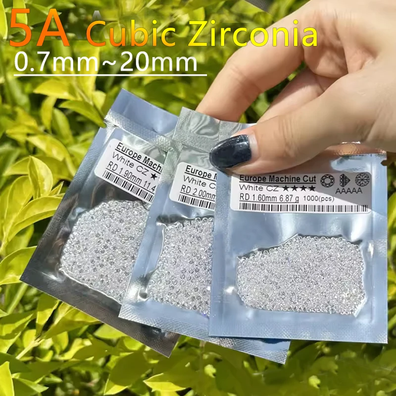 

Cubic Zircon Factory Wholesale 0.7-3.0mm 5A Top Quality Super White Round Cut Cubic Zircon Loose Gemtone For DIY Jewelry Making