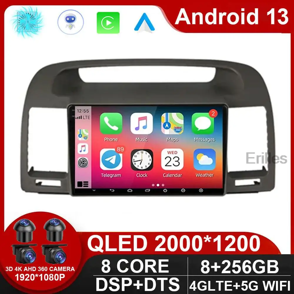 

8Core Qled 5G Car Radio Android 13 Auto For Toyota Camry 5 XV 30 2001 - 2006 Multimedia Player Stereos Carplay GPS NO 2din