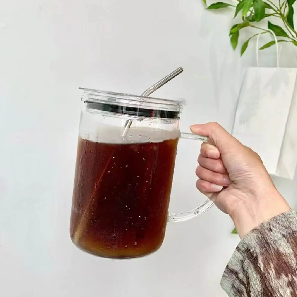32 Oz Large Capacity Glass with Lid and Straw, Clear Drinking Glasses, Cute  Milk Mugs, Coffee Mugs, Yogurt Mugs - AliExpress 15