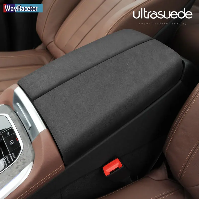 Ultrasuede Top Suede Wrap Car Armrest Box Panel Trim Cover For BMW X5 2019 2020 2021 2022 G05 X5M F95 M Performance Accessories