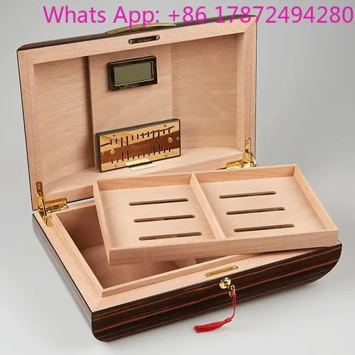 Custom logo Cigar Humidor Handmade Cedar Box High-quality New Design Cigar Display  Wooden Gift Box Travel Humidor