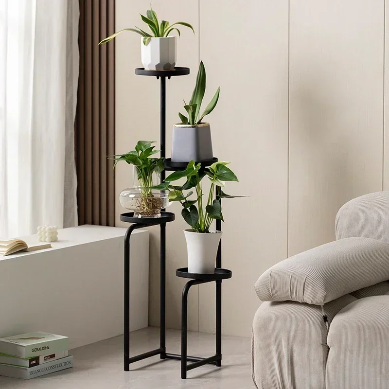 Balcony Iron Flower Rack Indoor Rotating Green Plant Stand, Creative Pot Rack, Light Luxury Organizer, Plant Shelf
