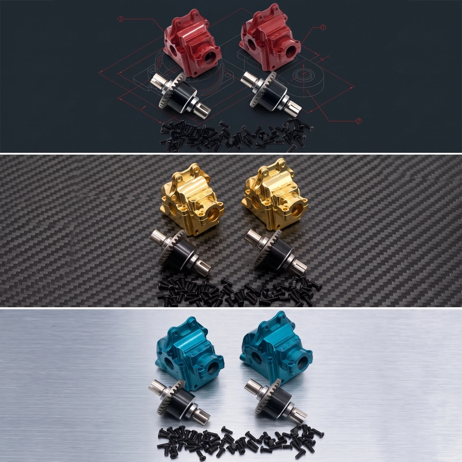 Gearbox Differential Metal Gearbox with Gear Shafts RC Car Differential Set Machined Parts Long-Lasting