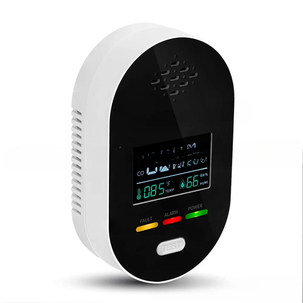 Plug-in CO alarm monitor with clear LCD display, 3-in-1 CO,