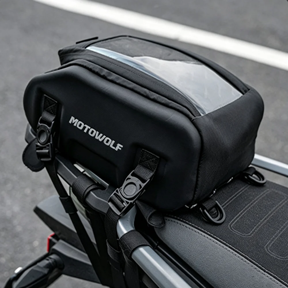 Magnetic Motorcycle Tank Bag EVA Hard Shell Motorbike Fuel Oil Tank Bag Portable Card Phone Tool Bag Universal Black