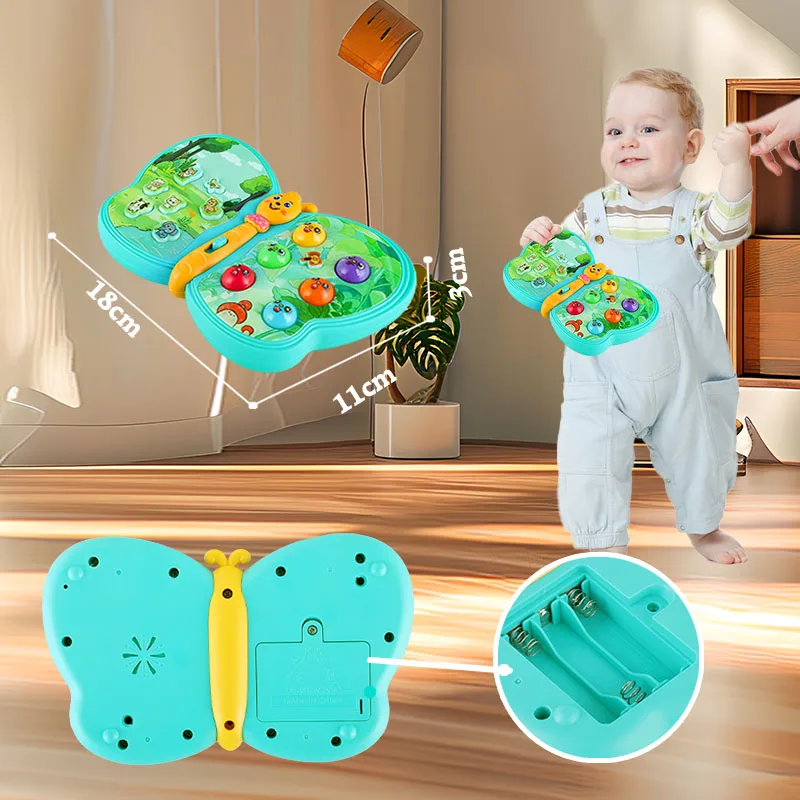 KENLUMO – jouet papillon Musical interactif pour tout-petits, sons d'animaux, jeu, lampe Flash, éducation précoce, garçon et fille de 1 an, 12 + M