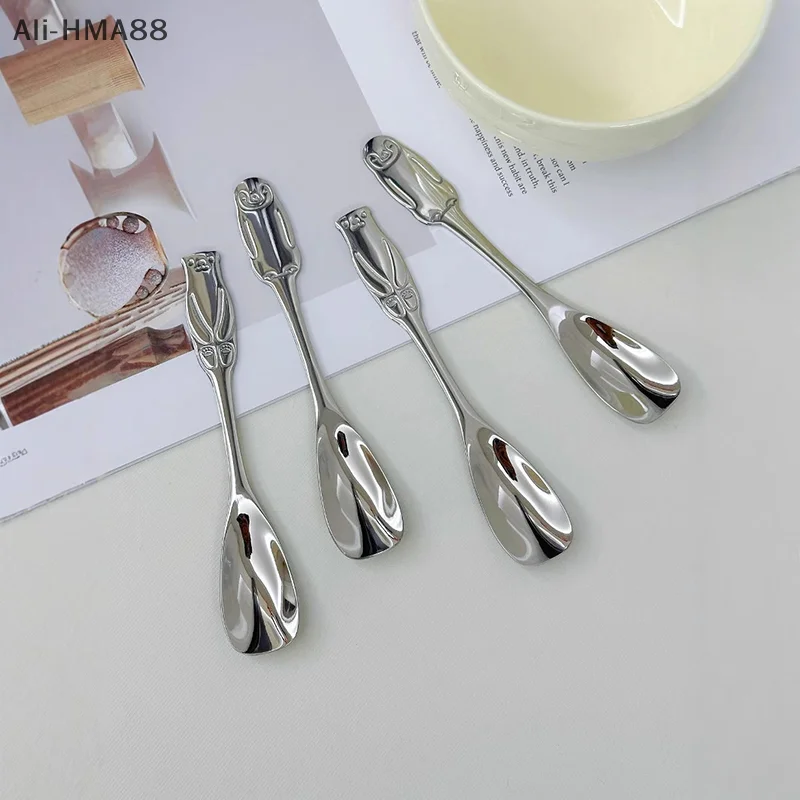 

Stainless Steel Round Spoon Net Red Golden Dinner Long Handle Stirring Dessert Spoons For Kitchen Accessories Gadgets