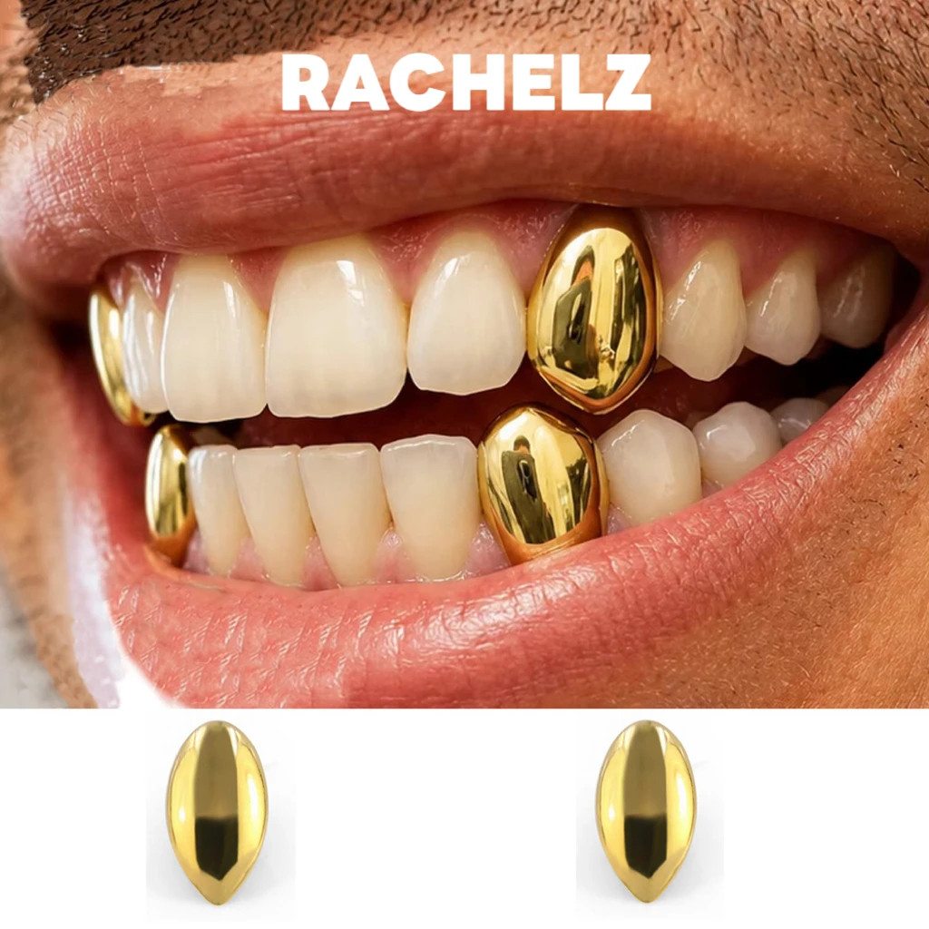 RACHELZ Grillz dentaire Hip Hop, style crocs de vampire, à dents lisses, vintage brillant, pour femmes et hommes, bijoux de rue