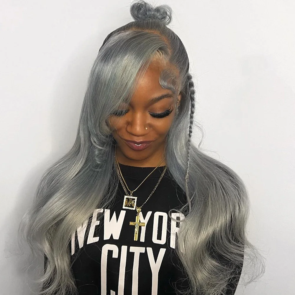 فضي رمادي 13x6 الدانتيل شعر مستعار أمامي شعر طبيعي مفرود الباروكات قبل قطعها البرازيلي شفافة ملونة 613 شعر مستعار أشقر للنساء #5