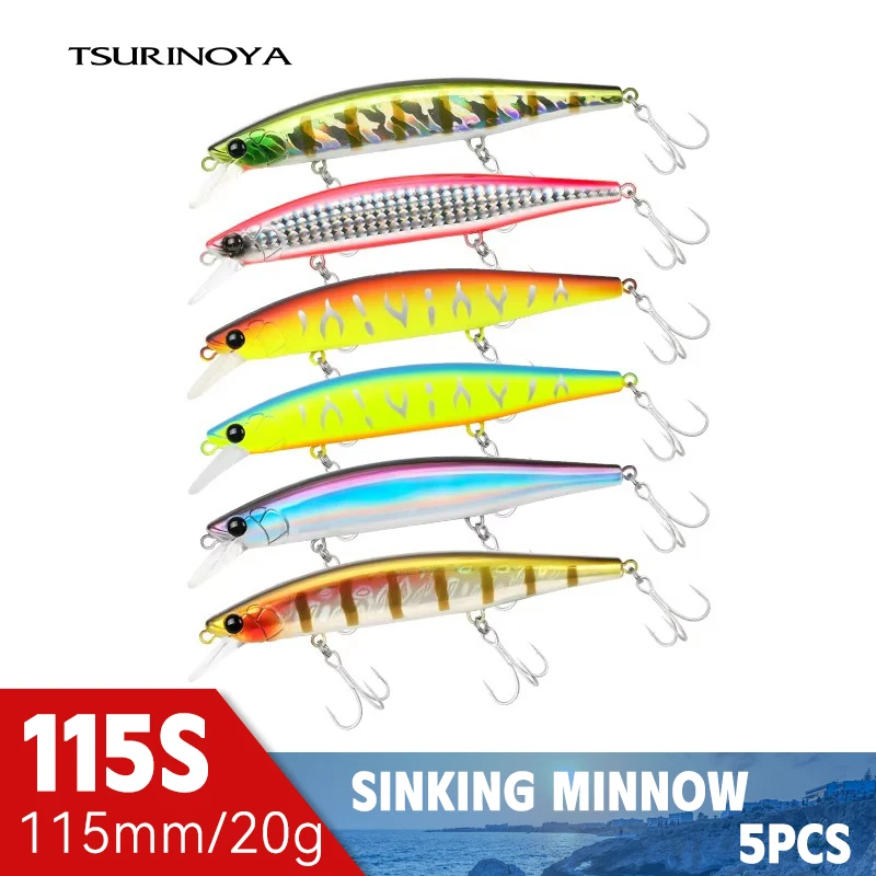 

TSURINOYA Тонущая рыболовная приманка, приманка для морской рыбалки IMP 115S 20g, набор из 6 штук, Длинные калитые гольфы, искусственные речные рыболовные снасти