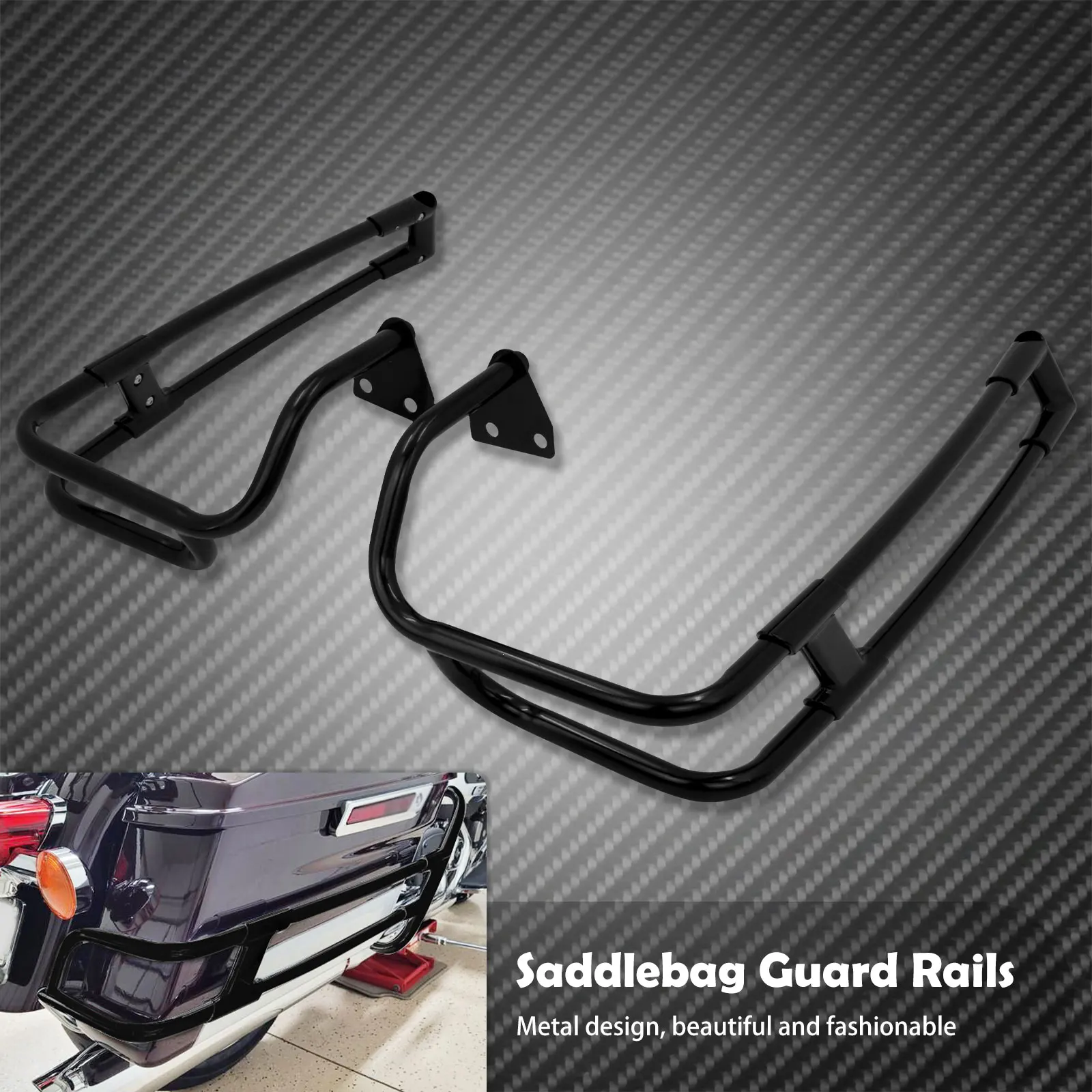 Motorcycle Rear Saddlebag Guard Rails Support Bracket Black/Chrome For Harley Touring Electra Glide Road Glide Road King 14-2022