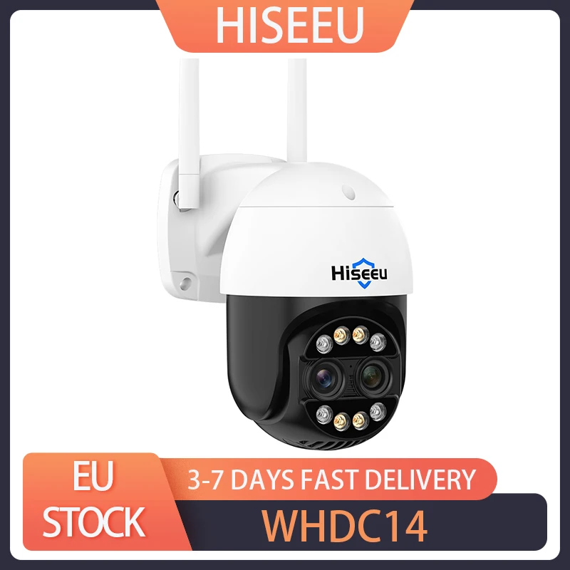 Hiseeu 4K 8MP Wireless Security Camera, Dual Lens, 8X Zoom, 2-Way Audio, Full-color Night Vision, Human Detection, Auto Tracking