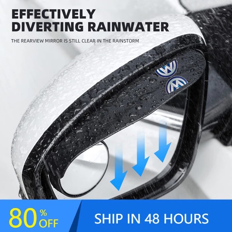 

Защитный экран от дождя для зеркала заднего вида автомобиля, маленькое круглое зеркало, дождевик для Volkswagen Golf Polo Passat Tiguan Rline GTI